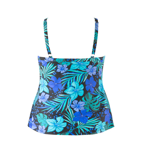 Ceeb Plus-Size Triple-Tier Tankini Top - Tropical