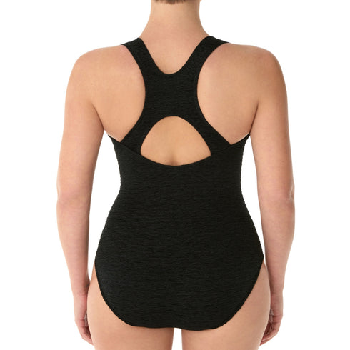 Krinkle Chlorine Resistant Swimsuit with Active Back - Black