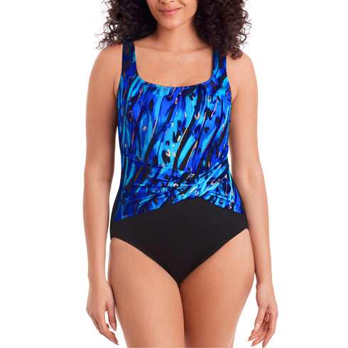 Longitude Swimsuit - Twist Sash Tank - Gilded Panthera
