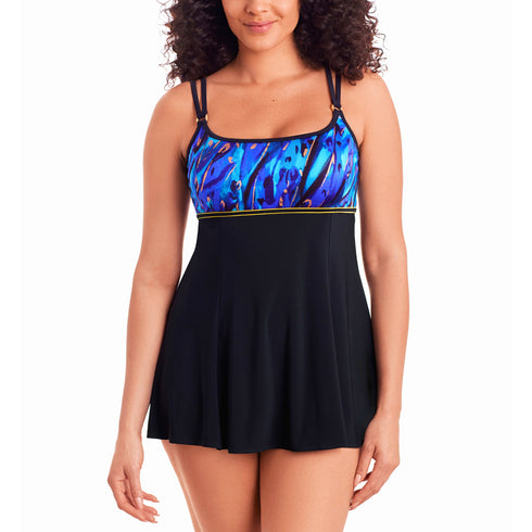 Longitude Swimwear -Women's Plus Size Swimdress - Gilded Panthera