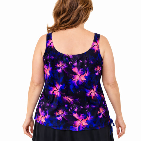 Women’s Plus Size Long Swim Top - T.H.E. Swimwear - Timeless Bloom