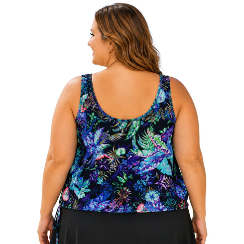 DEAL OF THE WEEK - Women’s Plus Size Long Swim Top - Tropical Heaven