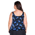 Women’s Plus Size Long Swim Top - Blue Botanicals