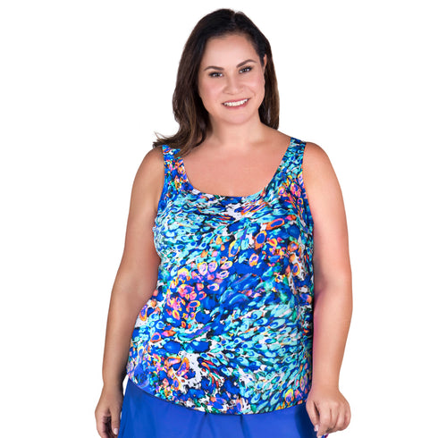 Women’s Plus Size Long Swim Top - Mermaid's Cove