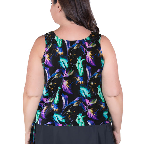 Wear Your Own Bra Plus Size Swimwear Top - Midnight Petals