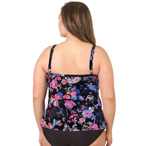 Twist Front Tankini Swim Top - Magic Garden