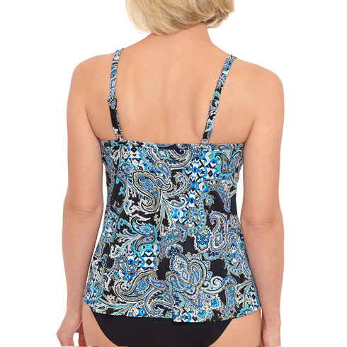 Women's Tankini Swimsuit Top in Plus - Paisley Punch - Final Clearance - NO RETURNS