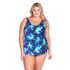 Plus Size Front Skirted Swimsuit | T.H.E. Swimwear – Electric Ocean Print