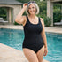 Plus Size Krinkle Swimsuit Chlorine Resistant – Black