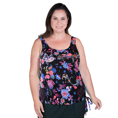 DEAL OF THE WEEK - Women’s Plus Size Long Swim Top - Magic Garden