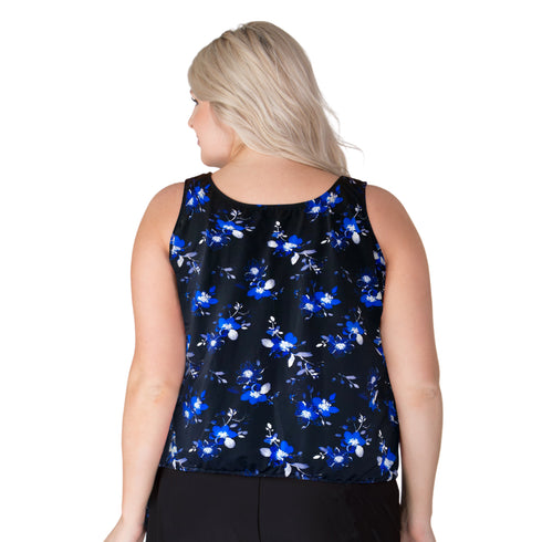 Wear Your Own Bra Plus Size Swim Top - T.H.E. Swimwear - Blue Botanicals