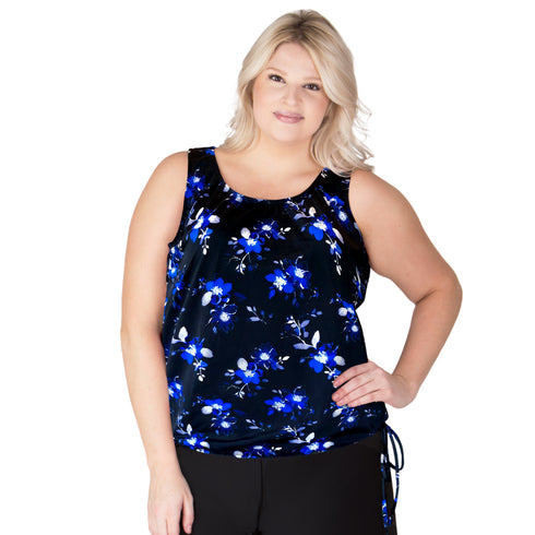 Wear Your Own Bra Plus Size Swim Top - T.H.E. Swimwear - Blue Botanicals