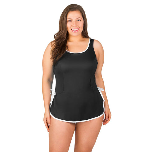 Chlorine Resistant, Polyester One-Piece Plus Size Swimdress