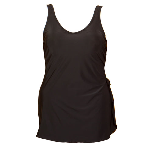 T.H.E. Womens Plus Size One-Piece Mastectomy Swimsuit with Prosthesis Pockets – Black