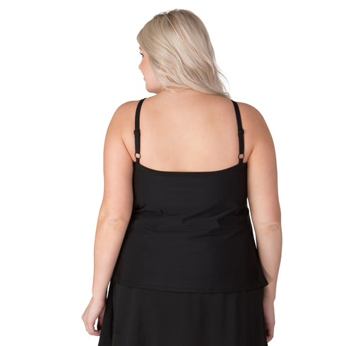 Women's Tankini Swim Top with Twist Front - Black