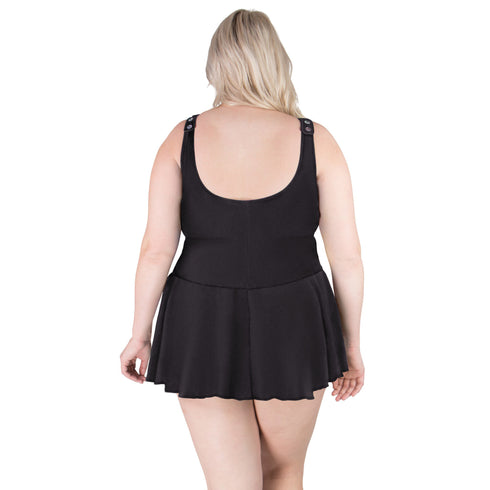 No Fuss, No Frills, Basic Black Plus Size Swimdress
