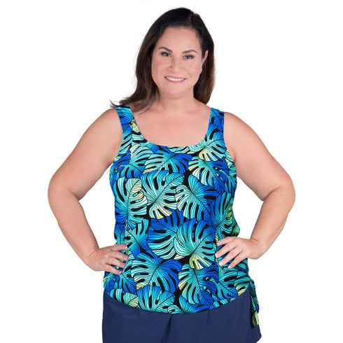 * Special Price * Women’s Plus Size Long Swim Top – Indigo Isle