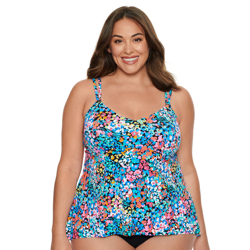 Women's Tankini Swimsuit Top with Bra Back - Floral Bliss