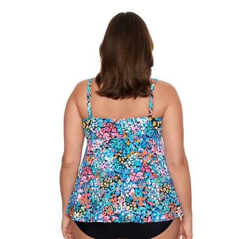 Women's Tankini Swimsuit Top with V-Neck - Floral Bliss