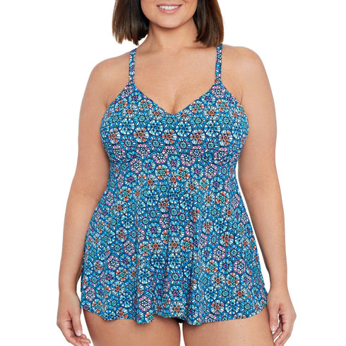 Women's Tankini Swimsuit Top with Underwire  - Tile Play