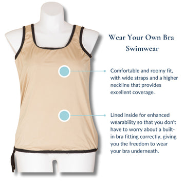 Wear Your Own Bra Plus Size Swimwear Top - Azure Brushstrokes