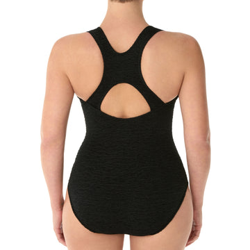 Penbrooke Krinkle Women's Chlorine Resistant Long Torso One Piece Swimsuit  at