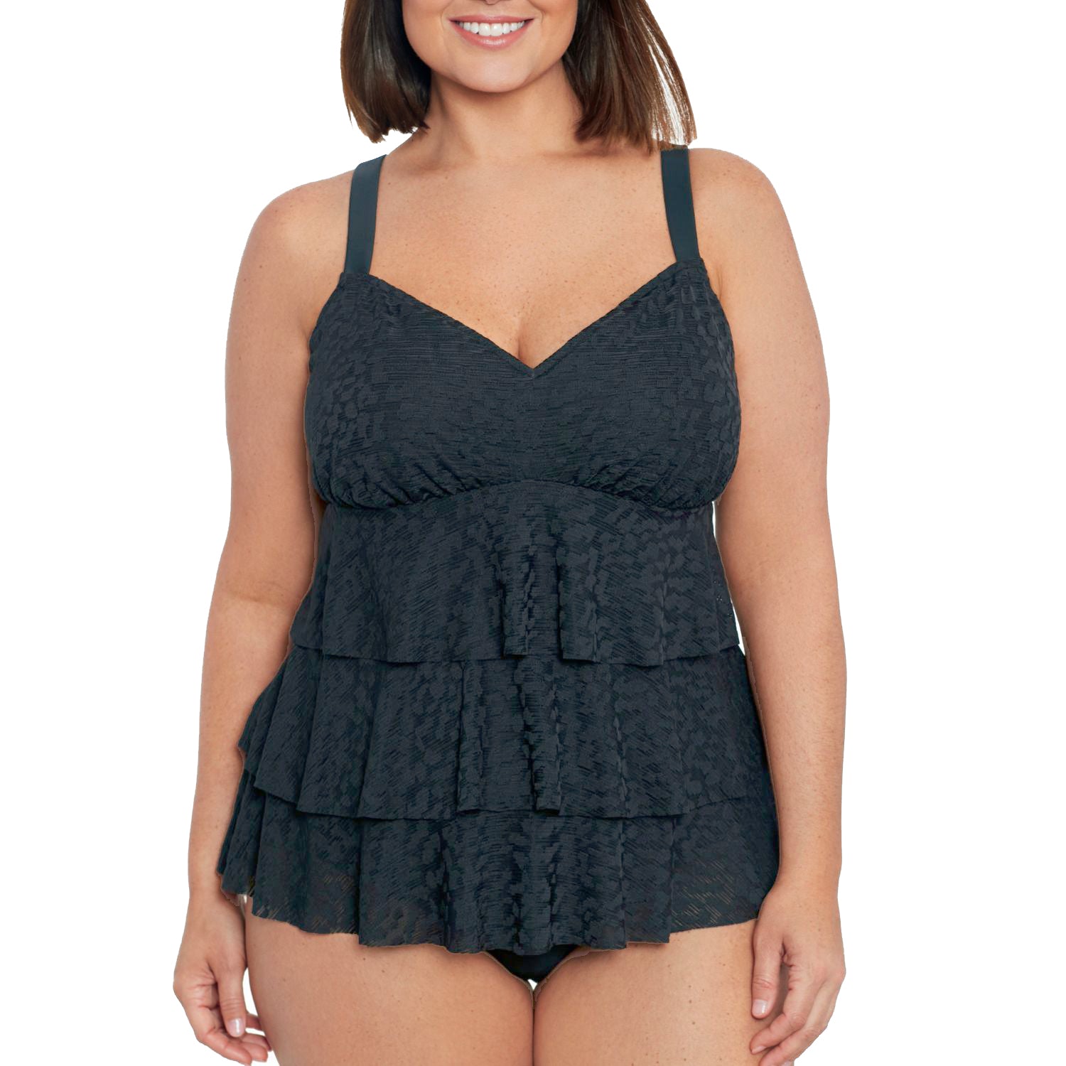 Women s Triple Tier Ruffle Plus Size Swimsuit Tops at