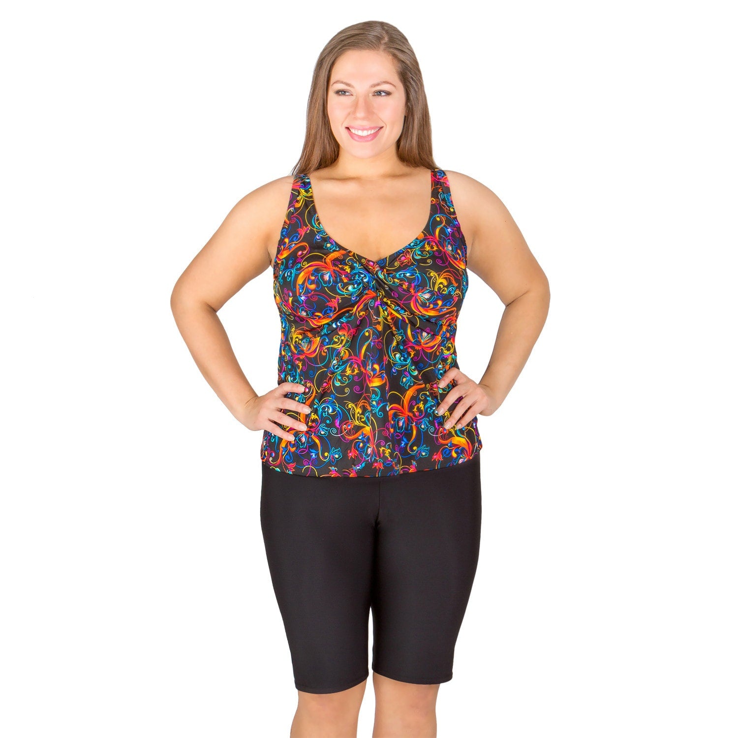 Plus Size Long Swim Bike Shorts for Great Coverage in Sizes 1X-6X