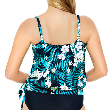 Bra Back Swimsuit Top, Blouson Style - Exotic Jungle
